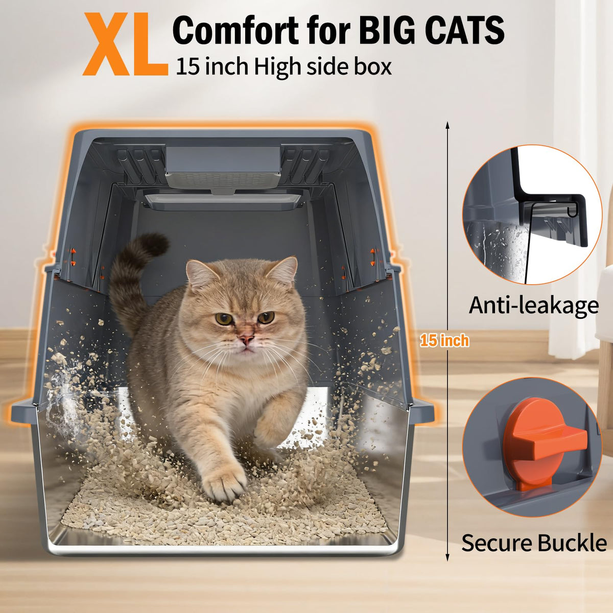 Kahu & Kin CleanSteel™ Convertible Stainless Steel Litter Box