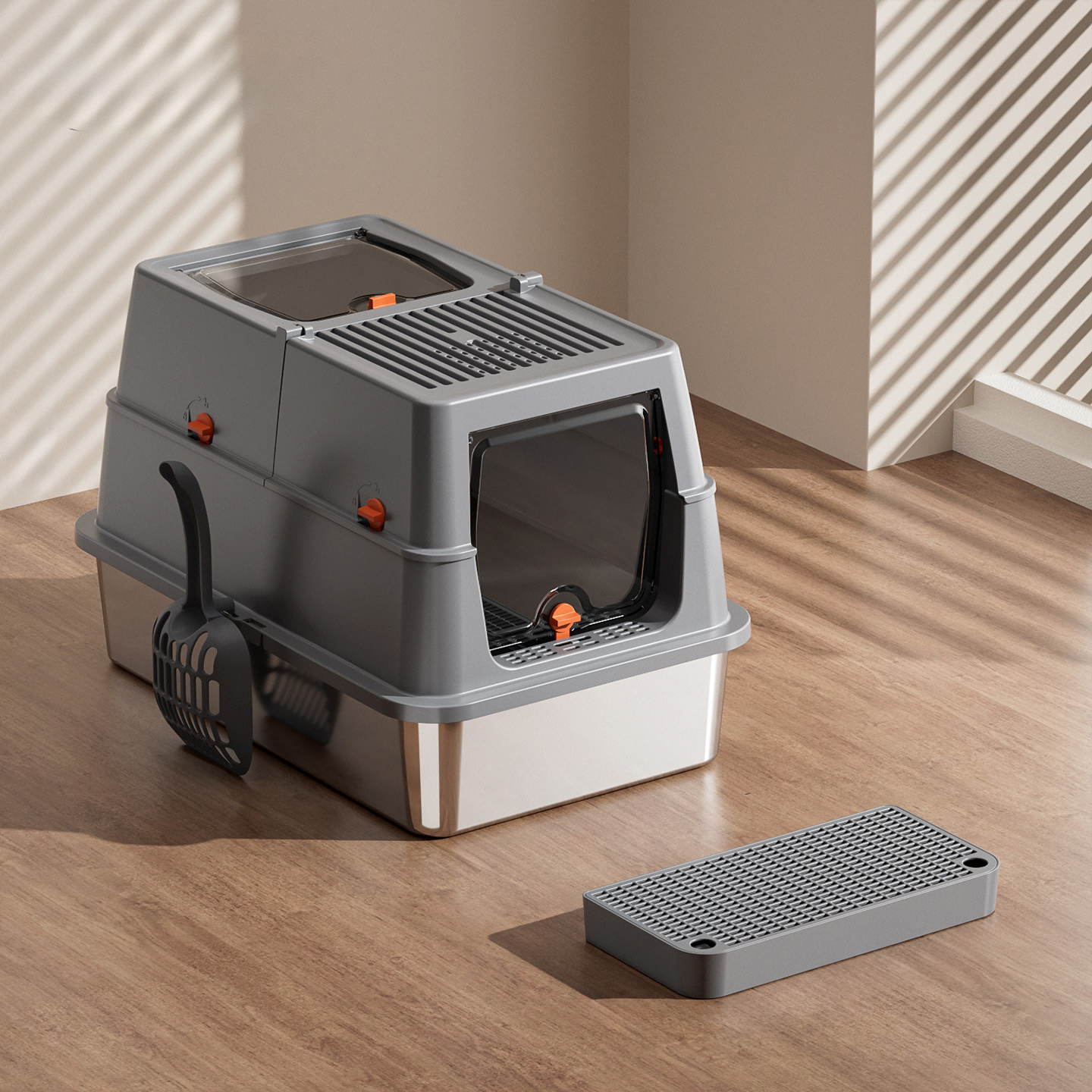 Kahu & Kin CleanSteel™ Convertible Stainless Steel Litter Box