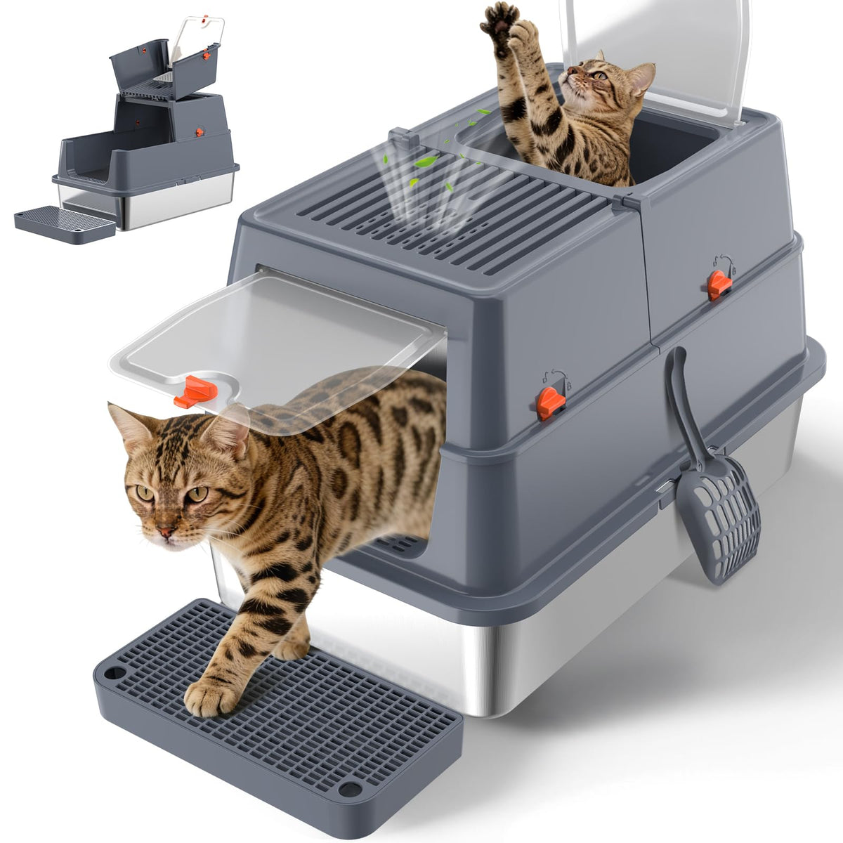 Kahu & Kin CleanSteel™ Convertible Stainless Steel Litter Box